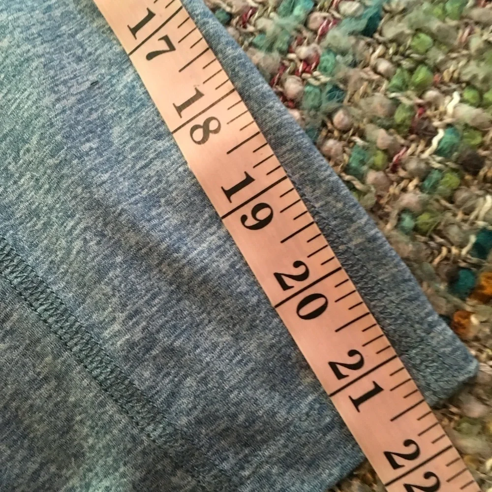 Enlighten XL Blue Heather Crisscross Waist Cropped Leggings Pockets High-Waist